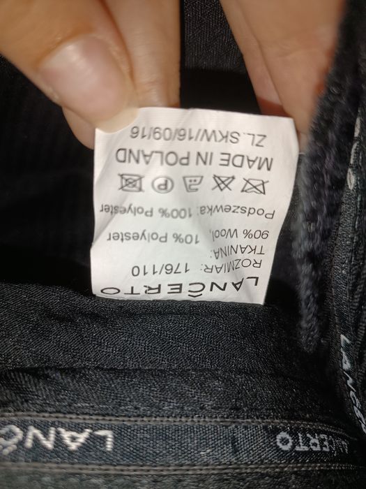 Garnitur męski XXL Lancerto wełna granatowy smoking ślubny wesele