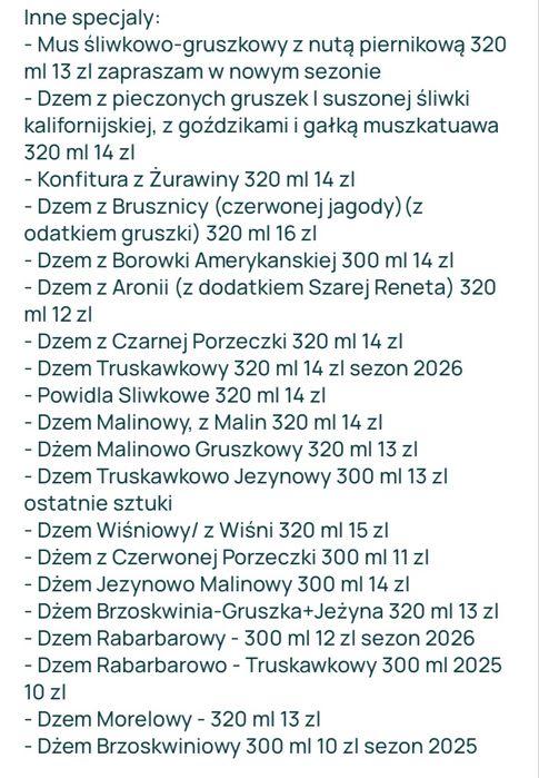 Domowe Przetwory, Sałatka Obiadowa, Dżem, Sok