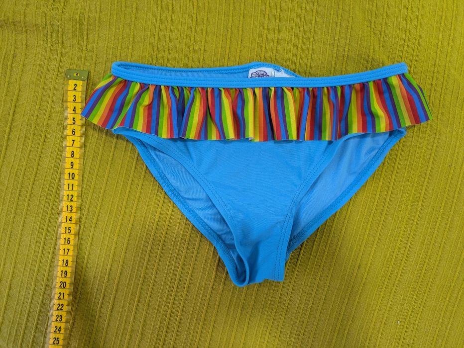 Cueca de Biquíni Menina Azul com Folhos, 5/6 anos