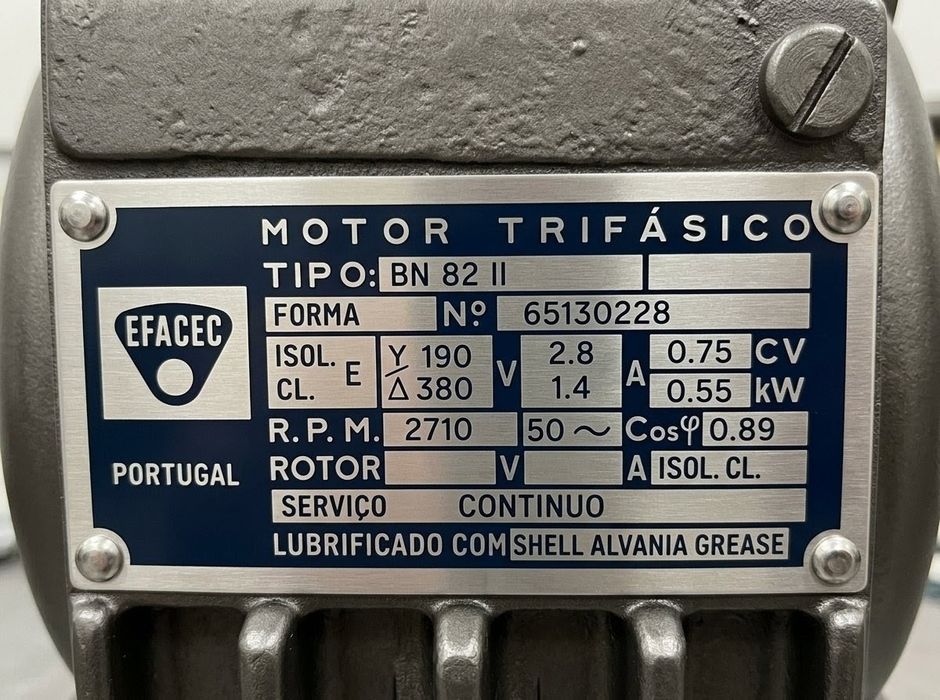 Motor Trifásico EFACEC - com polia escalonada (ou de canais)