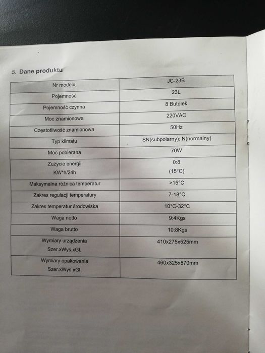 Chłodziarka do wina na 8 butelek