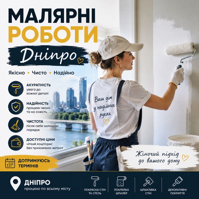 Ремонт квартир Дніпро | Малярні роботи | Приватний майстер