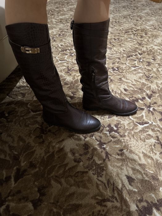 Сапоги зимові шкіряні під гермес