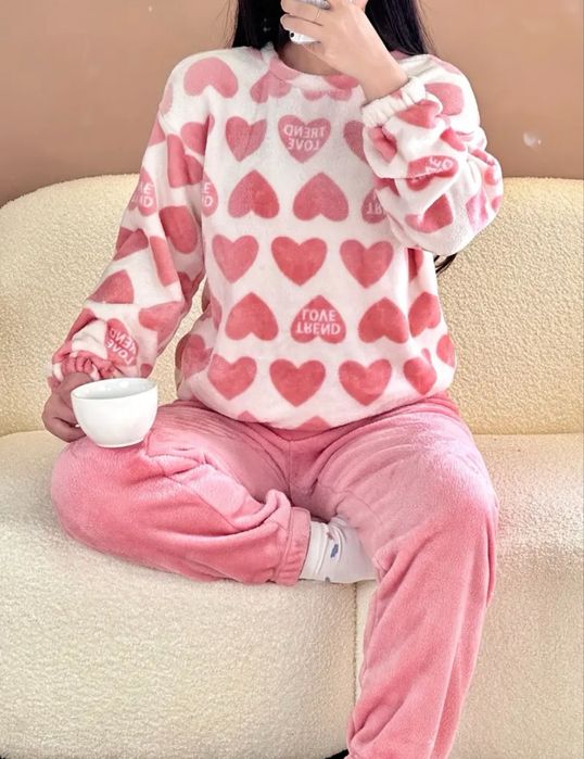 Домашній одяг, теплий піжамний комплект р.M