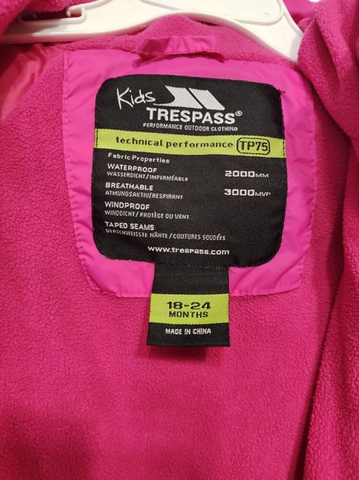 Trespass демисезонный ветро-влагонепроницаемый комбинезон на флисе