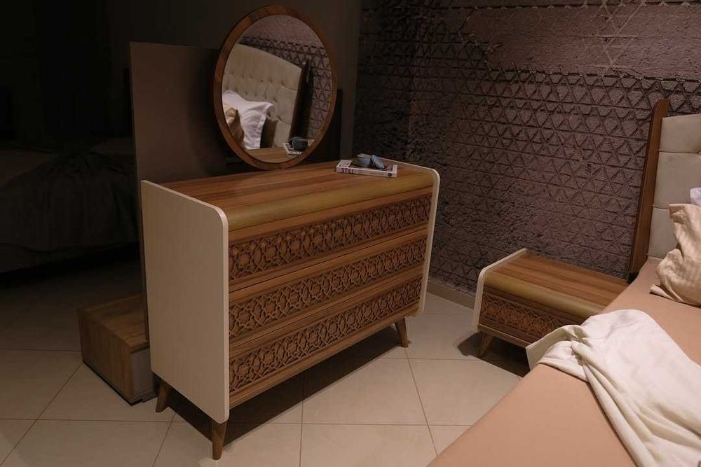 Conjunto Quarto Completo Casal Novo | Cama Roupeiro Cómoda Mesa