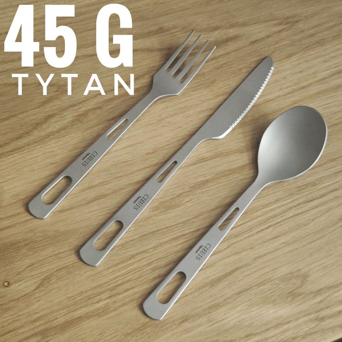 TYTAN sztućce tytanowe niezbędnik nóż widelec łyżka spork turystyczne
