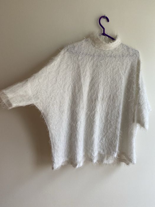 Sweter Stradivarius futerko polar bluza włochaty biała S XS