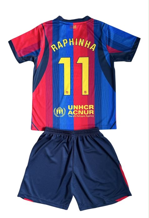 Дитяча футбольна форма Raphinha №11 Рафінья Барселона Новий сезон 2026/2027. Преміум якість! Вишиті логотипи! Футболка + шорти!