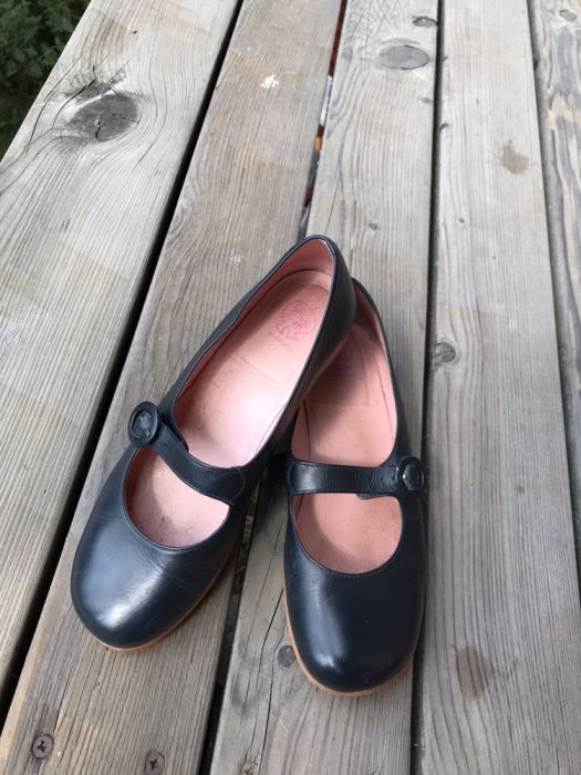 Balerinki 37 skórzane grafitowe