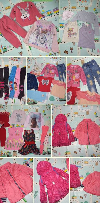 Пакет речей на дівчинку 2-4 роки, вітровка, куртка, колготки, футболки