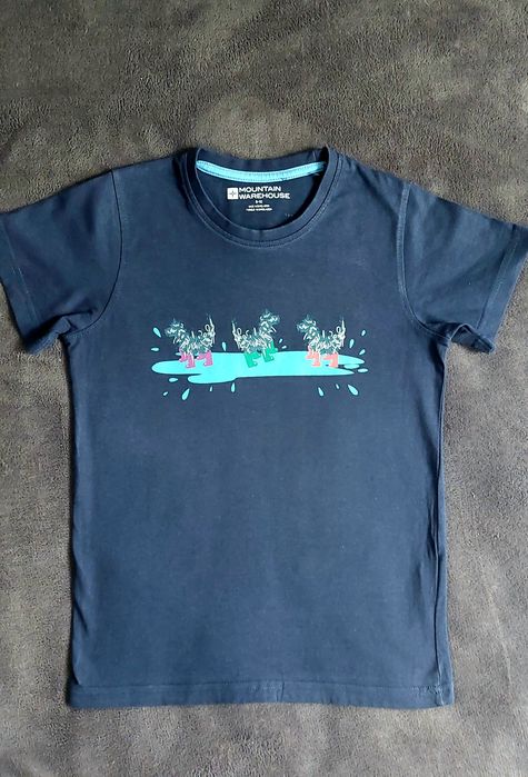Granatowy t-shirt Mountain Warehouse unisex na 134-140 cm
