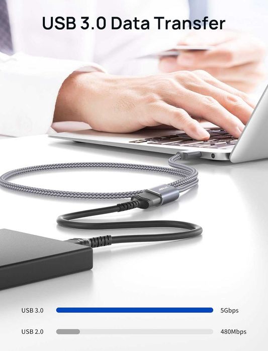 JSAUX Przedłużacz USB 3.0 2 m, wtyczka USB A