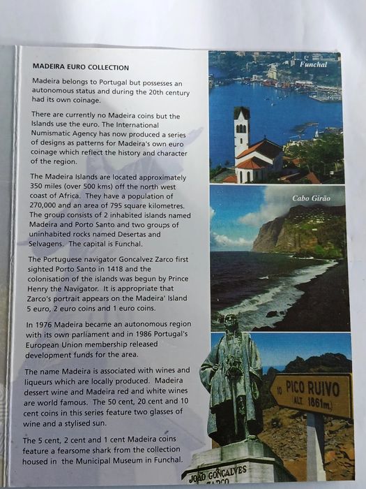 Carteira com moedas sem curso legal da Madeira
