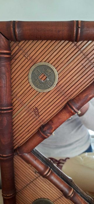 Lustro z Bambusa ozdobne,ścienne 34,5 x 34,5