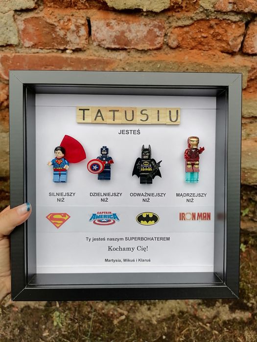 Ramka dzień ojca prezent dla Taty figurki lego ludziki Marvel Avenges