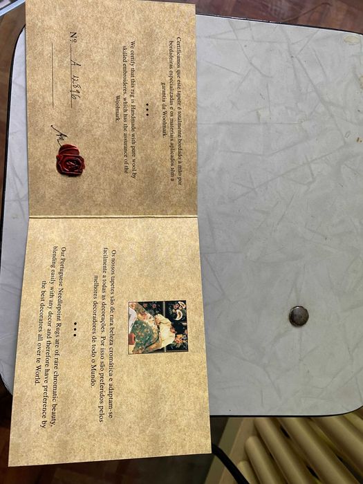 Tapete de arraiolos com certificado de autenticidade