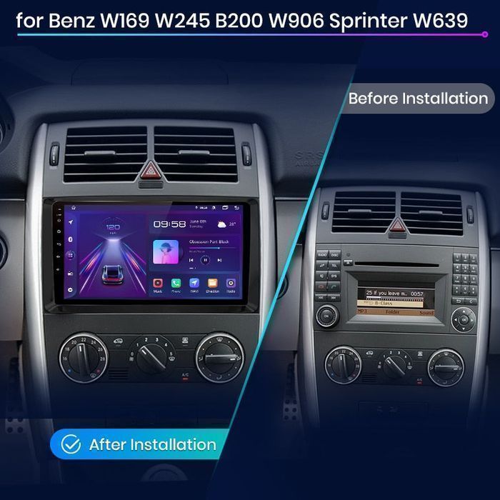 Mercedes B W245 / Vito – Radio Android 15 9” CarPlay Android Auto 1GB/16GB GPS Nawigacja Stacja Multimedialna WiFi Bluetooth PL
