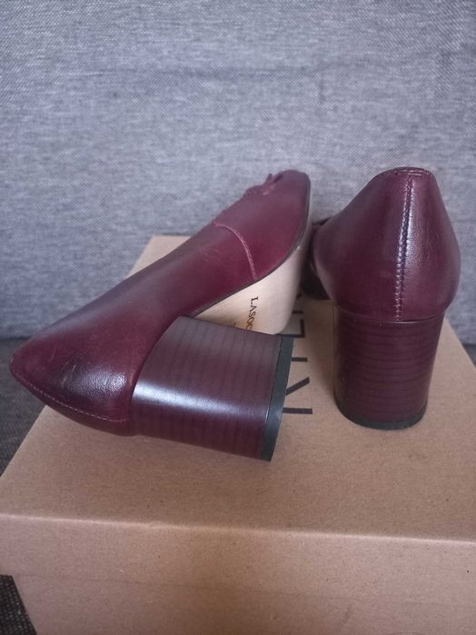 Burgundowe czółenka skóra 35 Lasocki 23 cm
