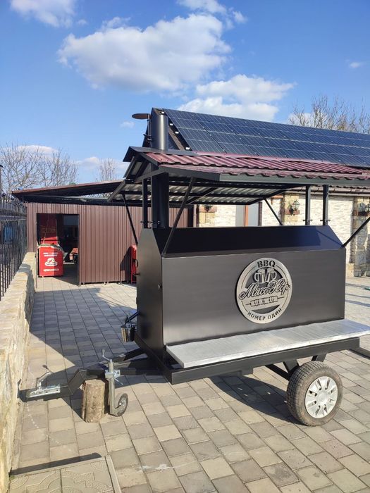 Бочка барбекю гриль BBQ смокер на причепі