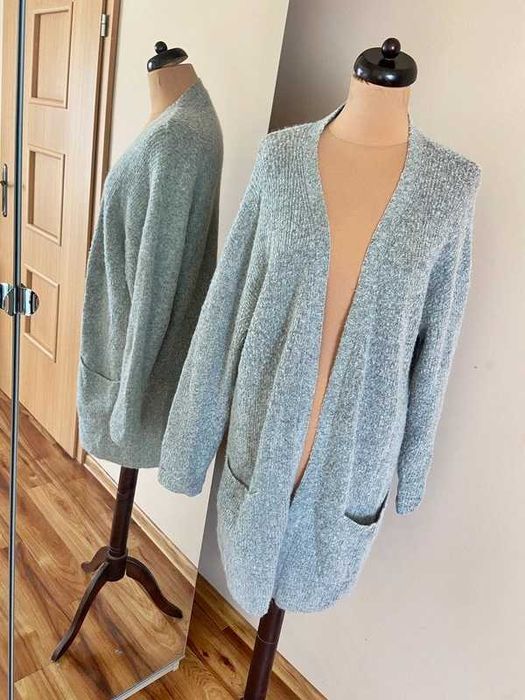 42 44 kaffe dlugi sweter szary long welna moher oversize narzuta