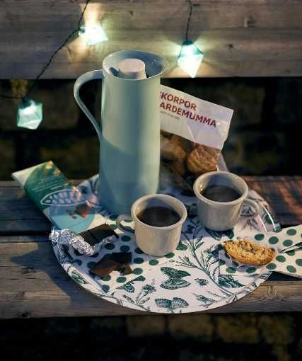 IKEA MUSTIGHET taca podstawka w zielone kwiaty i motyle