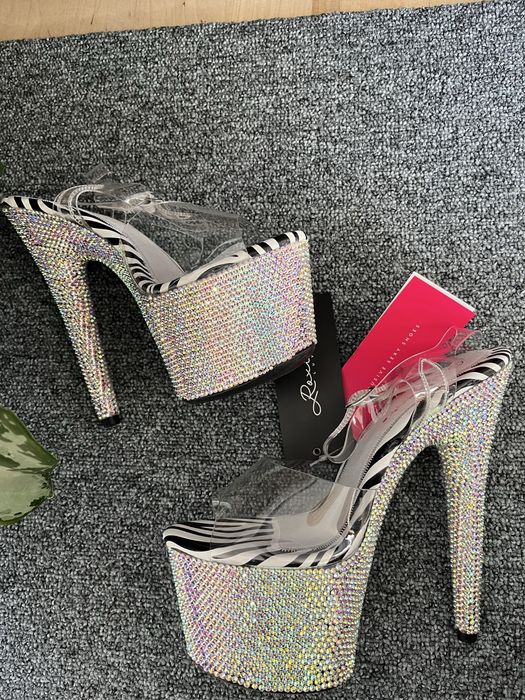 Szpilki Pole Dance 38 zebra cyrkonie nowe Roxie Luve jak pleaser