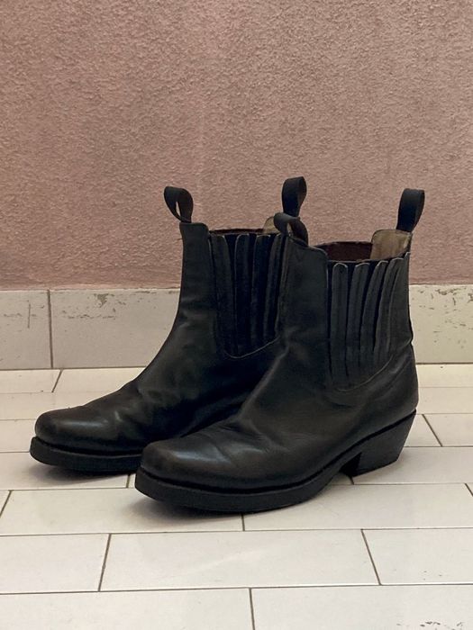Botas Chelsea vintage em pele preta, tamanho 44