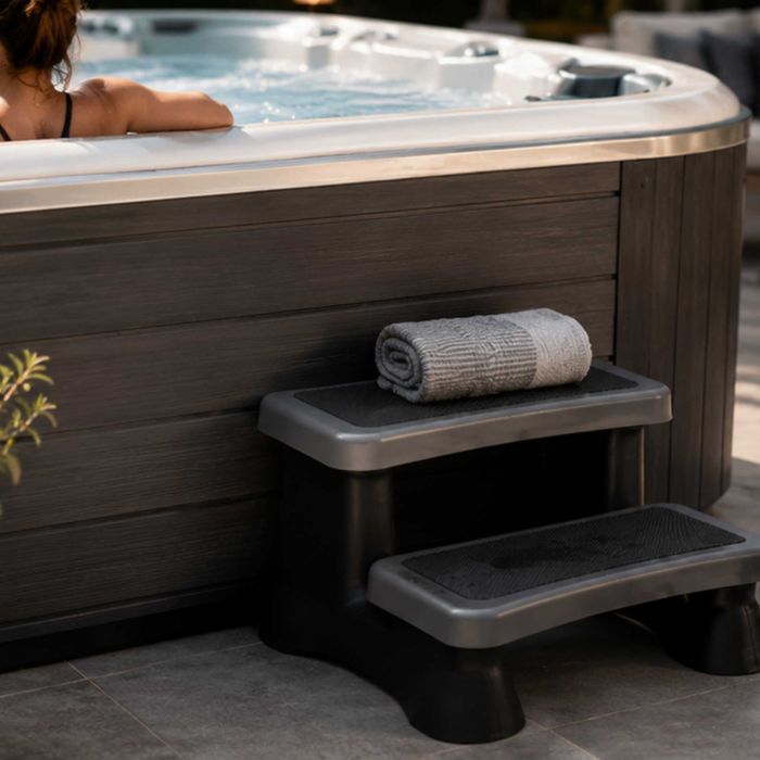 Schody PVC antypoślizgowe do balii ogrodowej | Schodki do jacuzzi bani bali ogrodowej | Balia Technic