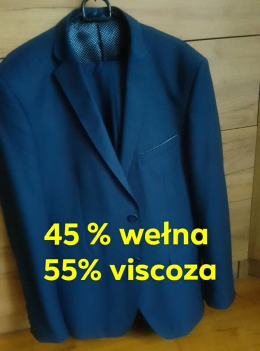 Garnitur męski elegancki z wełny i wiscozy