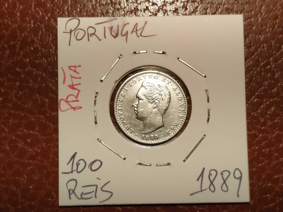 B39 moeda em prata de 100 reis de 1889 Portugal (Monarquia)