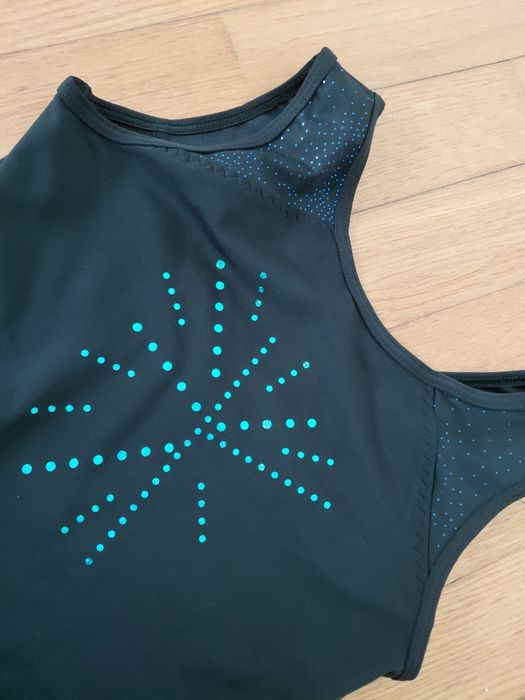 Maillot/Body de Ginástica / Dança/ Patinagem preto com azul-escuro Decathlon Domyos 10-12 anos