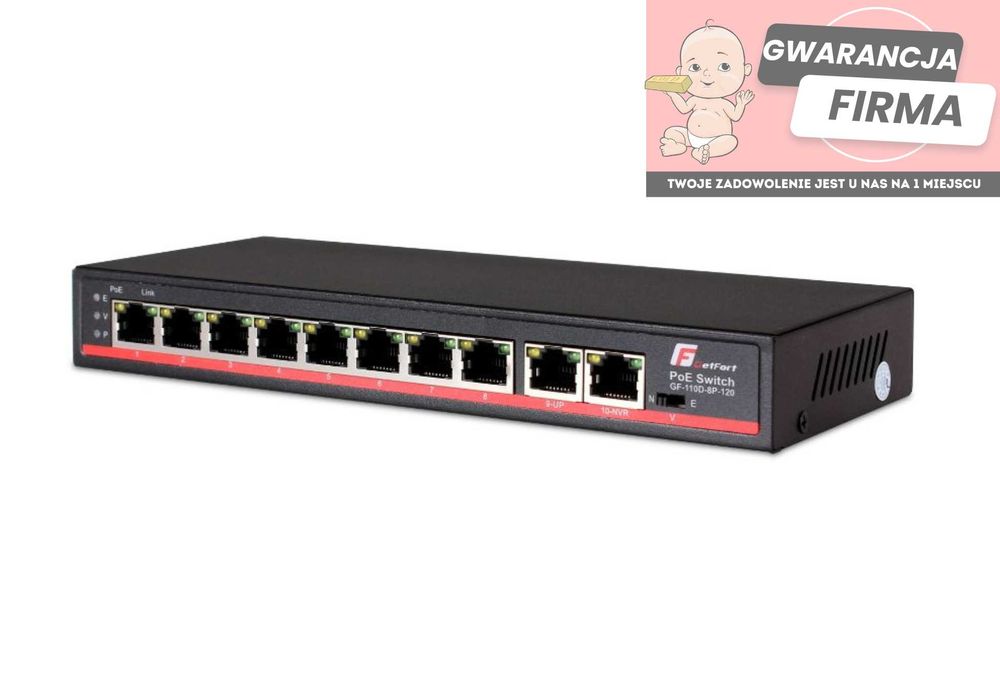 Switch PoE 8+2 Hi-POE 120W | Nowy |  2Gbps |