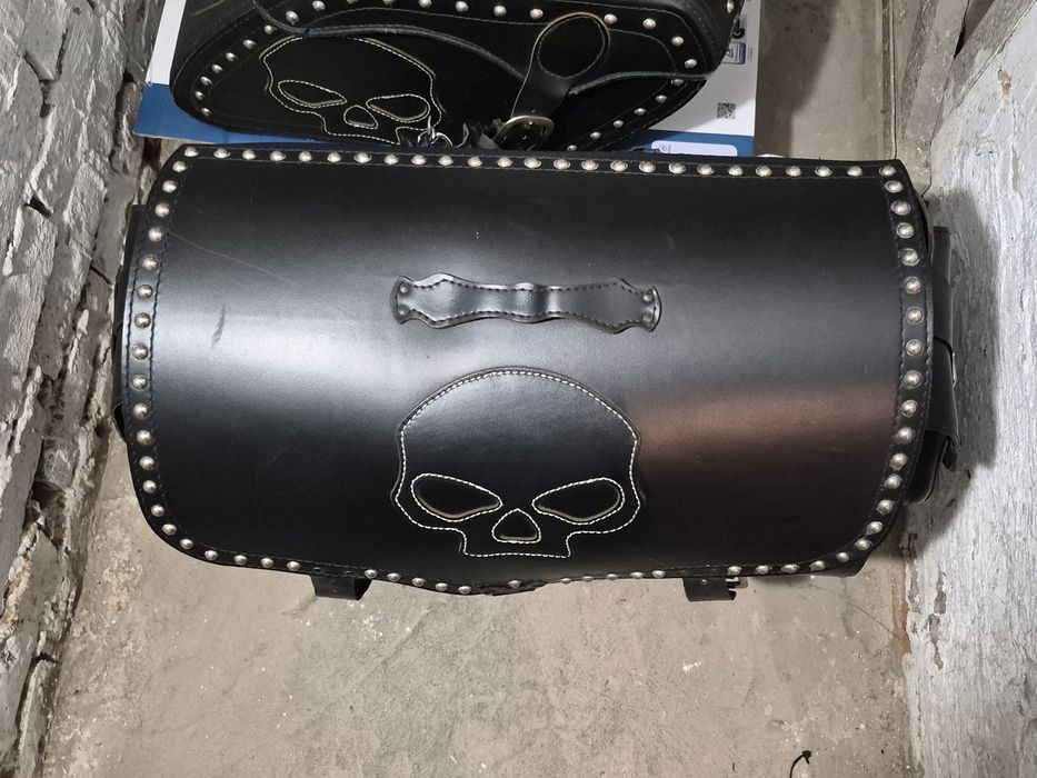 Kufry skórzane chopper duże