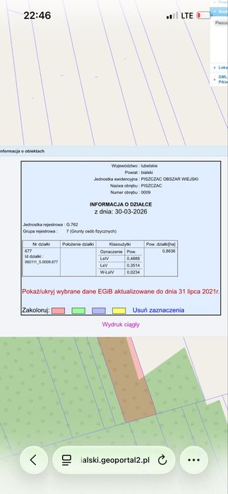 Działka leśna Piszczac