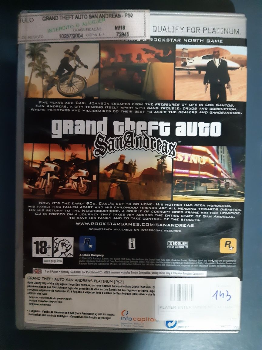 Capa de jogo GTA SAN ANDREAS Vidigueira • OLX Portugal