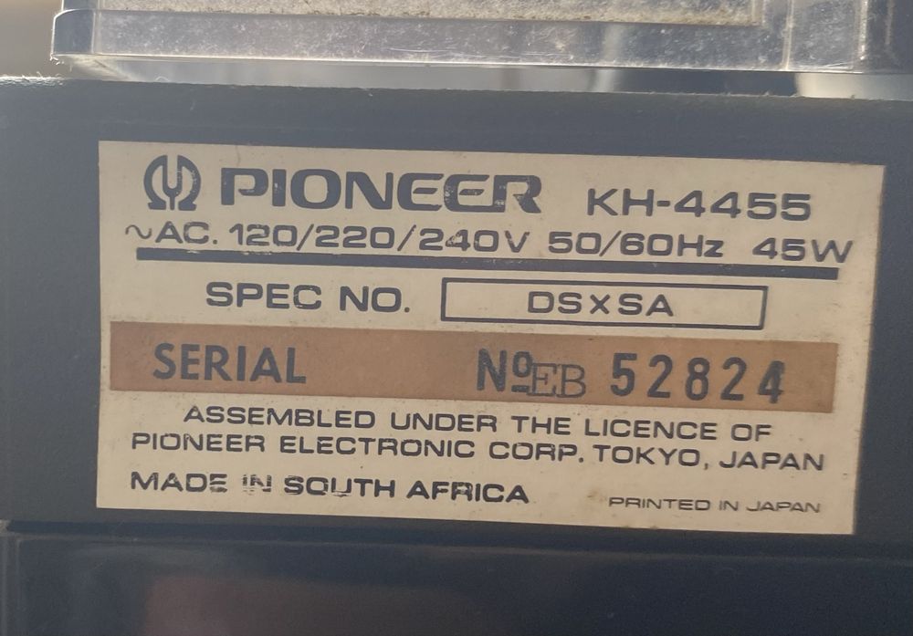 Aprelhagem Vintage 1978 Pioneer KH-4455 a funcionar