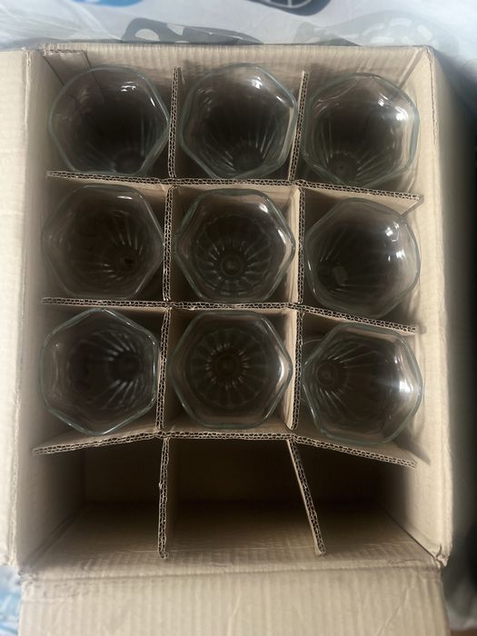 9 Copos de vidro de salada de frutas novos