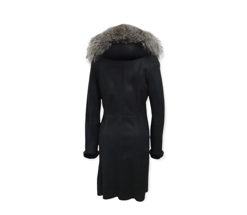 Італійська натуральна дублянка з хутром чорнобурки. Розмір - M/L