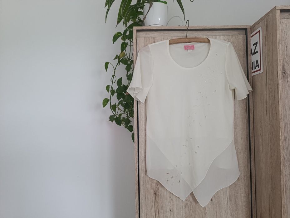 Koszula kremowa, koszulka, przewiewna, luźna, 44, XXL, M&Sz