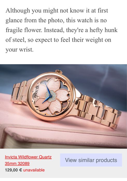 Годинник жіночий Invicta Wildflower Rose Dial Quartz 32084