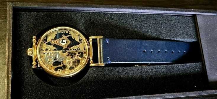 Чоловічий механічний Золотий годинник Масонський годинник Скелетон