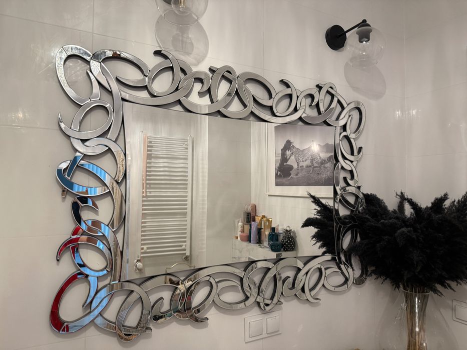 Lustro  glamour  121/90 cm XXL srebrne rama