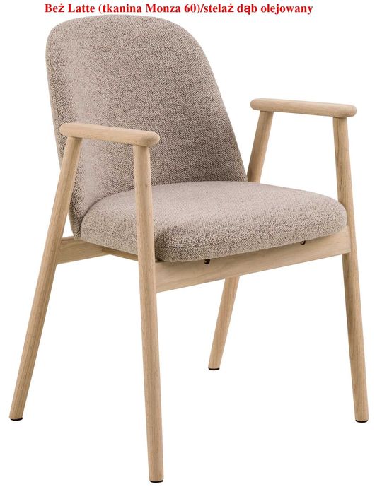 RODERIC Brąz_Beż - KRZESŁO Drewniane BOUCLÉ do Salonu Jadalni Biura