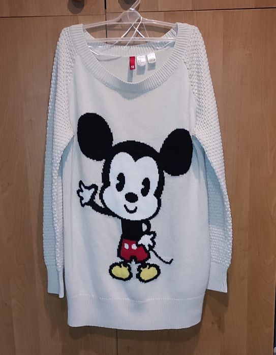 H&M Myszka Mickey Sweter dłuższy tunika Disney r.38