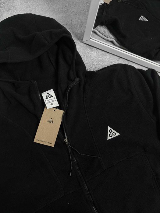 Флісова зіпка Nike ACG Polartec чорна з капюшоном тепла кофта (M-XXL)