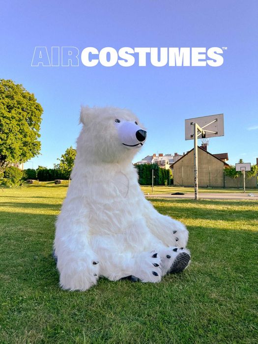 Kostium maskotka Biały Miś puchaty