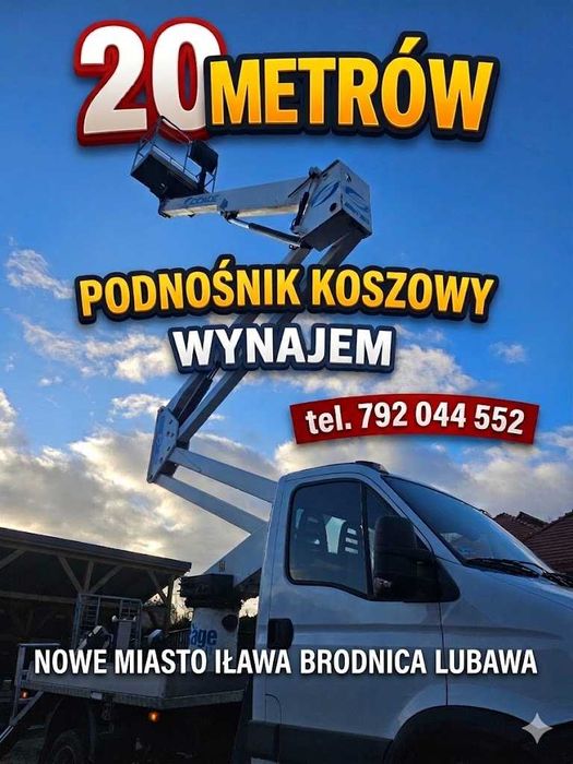 Podnośnik koszowy z operatorem  zwyżka 20 metrów dojazd do klienta