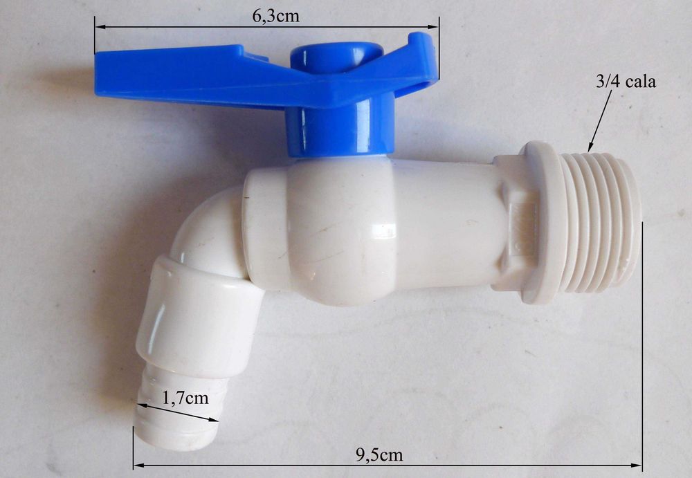 Kran 3/4" do zbiornika Mauzer + redukcja 6cm na 3/4 cala