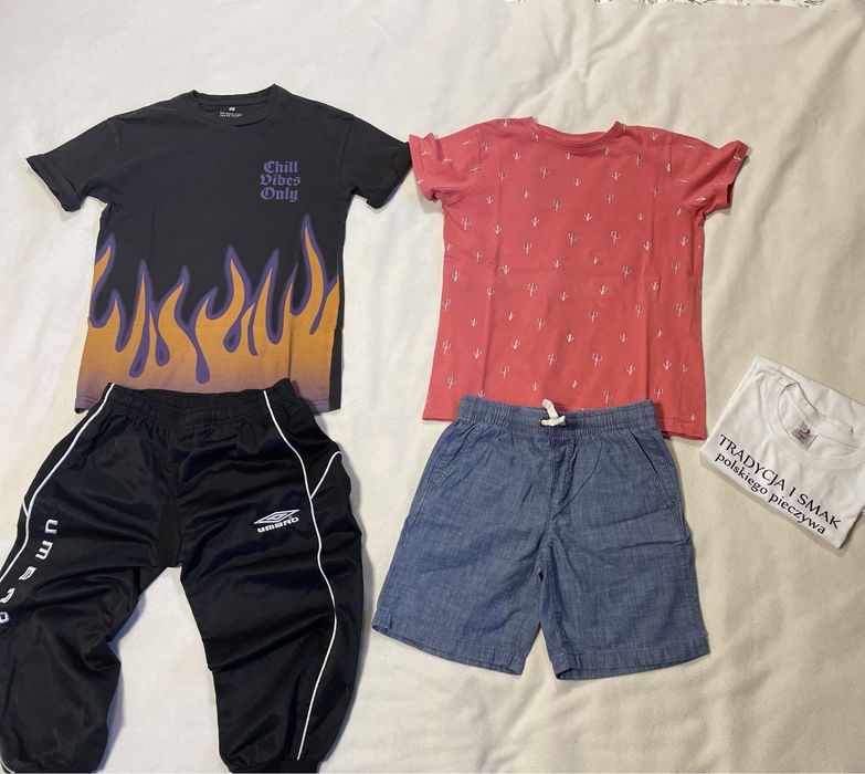 Zestaw paka dla chłopca Umbro H&M chill vibes spodenki Tshirty 146 152